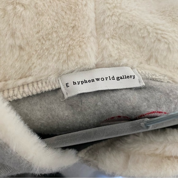 Cropped Gray Plush lined hoodie E Hyphen World Gallery - Picture 5 of 7
